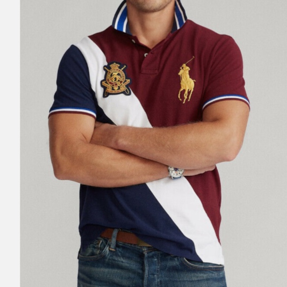 Ralph Lauren Burgundy and Navy Polo Shirt